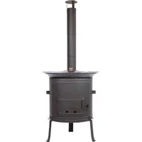 Grillplanet Gulaschkanone 1,2 mm 42cm mit 30 Liter Gulaschkesssel und Deckel emailliert