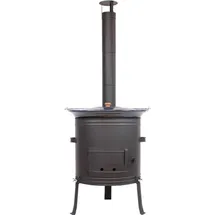 Grillplanet Gulaschkanone 1,2 mm 42cm mit 30 Liter Gulaschkesssel und Deckel emailliert