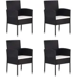 vidaXL Gartenstuhl mit Kissen 54,9 x 68,7 x 48,2 cm cremeweiß schwarz 4 St.