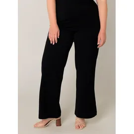 Base Level Curvy "Arah", Damen, Gr. 48, Länge 32, schwarz, Web, Obermaterial: 97% Polyester, 3% Elasthan, unifarben, loose fit extralang, Hosen Treggings, mit elastischem Bund
