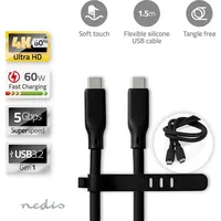 Nedis Silikon Ccgb64800bk15 Usb 3.2 Gen 1 Kabel Usb-c