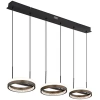 GLOBO Hängelampe Pendellampe Esszimmerlampe grau Kristalle 3 flammig CCT LED h 150 cm