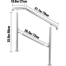 Vevor Treppengeländer 3 Stufen 1 m Edelstahl