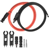 sourcing map Solarkabel 10mm2 Verlängerung 1,8 Meter Verzinnten Kupfer 1500V Photovoltaik Kabel mit 2 x Schraubenschlüssel & 1 Paar Solarpanel Stecker für Solarpanel Wechselrichter Laderegler