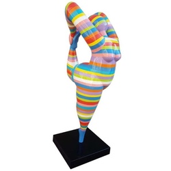 Casa Padrino Designer Deko Skulptur Akrobatische Frau Mehrfarbig Gestreift H. 141 cm - Wetterbeständige Dekofigur - Gartendeko Skulptur - Gartenfigur