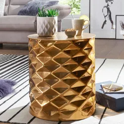 Kadima Design Beistelltisch `Enns`: Orientalischer Couchtisch, Aluminium, Hammerschlag-Strukturen, Stabilität und Langlebigkeit. Gold, 43x43x48 cm