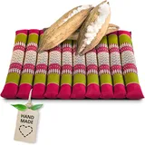 livasia Sitzkissen Stuhlauflage groß - 50x50x4,5cm - Bodenkissen gesteppt Indoor/Outdoor, Meditationskissen Yogakissen, Stuhlauflage Palettenmöbel, Steppkissen Stuhl und Bank (Rot/Grün)