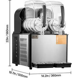 Vevor kommerzielle Slush-Maschine 4 L x 2 Doppeltank Slush-Eismaschine Slushy Machine für gefrorene Getränke, 32 Tassen Margarita-Smoothie-Maschine für Partys zu Hause Restaurants Cafés Bars