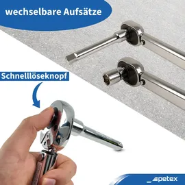 PETEX Rangierwagenheber, 2 T, hydraulisch + Drehmomentschlüssel 40-210 Nm, inkl. 3 Stecknüsse 17/19/21 mm, 1 Verlängerung - Set