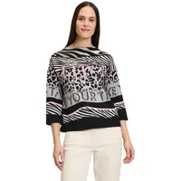 Betty Barclay Sweatpullover mit Kragen 36, Black/Rosé | 36