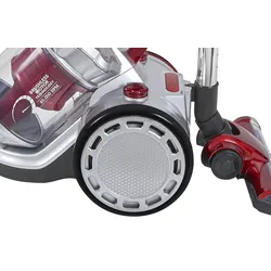 Exquisit Akku-Staubsauger BP 6401 si | Staubsauger kabellos | Behälter-Volumen 2,5 L | abnehmbarer Behälter | 130 Watt Leistung | silber-rot