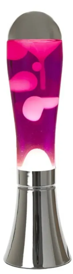 Lavalampe 45x12x12 cm Silber Pink Glas Aluminium – für Kinder ab 5 Jahren – balvi – Blubbernder Lichteffekt, Netzbetrieb