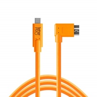 Tether Tools TetherPro USB-Datenkabel für USB-C an USB 3.0 Micro-B - rechtsgewinkelter Stecker 4,6m orange