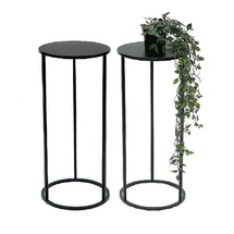 DanDiBo Ambiente 2x DanDiBo Blumenhocker Metall Schwarz Rund 60 cm Blumenständer Beistelltisch 96316 Blumensäule Modern Pflanzenständer Pflanzenhocker