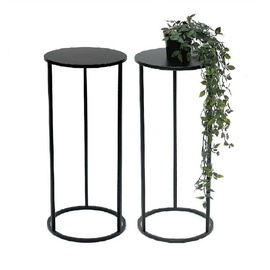 DanDiBo Ambiente 2x DanDiBo Blumenhocker Metall Schwarz Rund 60 cm Blumenständer Beistelltisch 96316 Blumensäule Modern Pflanzenständer Pflanzenhocker