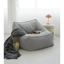 mokebo Sessel Der Lümmel Cord 73 x 60 x 83 cm Grau mit Hocker