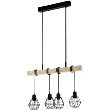 EGLO Townshend 4-flg. 70 cm rund schwarz-braun Holz und Stahl