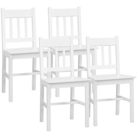 HOMCOM Esszimmerstuhl 4er Set Wohnzimmerstuhl (Küchenstuhl, 4 St), für Küche, Esszimmer, Kiefernholz, Weiß, 41 x 46,5 x 85,5 cm weiß