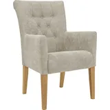 Esszimmerstuhl HOME AFFAIRE "King", beige (creme, natur), B:60cm H:92cm T:65cm, Polyester, Stühle, Esszimmerstuhl, Armlehnstuhl mit Knopfheftung, Polsterstuhl