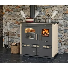 prometey ltd Küchenofen Holzherd ECO LUX INOX, Edelstahlbackfach, creme linke Version