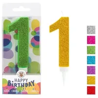 Trendhaus Zahlenkerze 1 Glitter Maxi Weiß