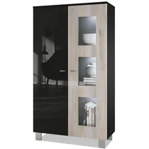 Vladon Vitrine, Silbereichen, Holzwerkstoff, 71x129x35 cm, Wohnzimmer, Wohnwände, Vitrinenschränke