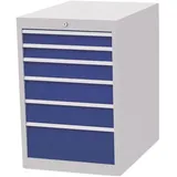 Bedrunka & Hirth Gerätebau GmbH Schubladenschrank H819xB555xT736mm 6Schubl.lichtgrau/signalblau