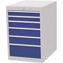 Bedrunka & Hirth Gerätebau GmbH Schubladenschrank H819xB555xT736mm 6Schubl.lichtgrau/signalblau