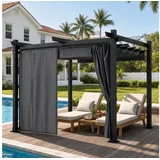 HOMALL Pavillon Pergola 3x3/3x4m Gartenpavillon Pavillon mit Aluminiumrahmen, (Terrassenüberdachung mit Magnetbefestigung für Garten), Manuell verstellbares Schiebedach 300 cm x 300 cm
