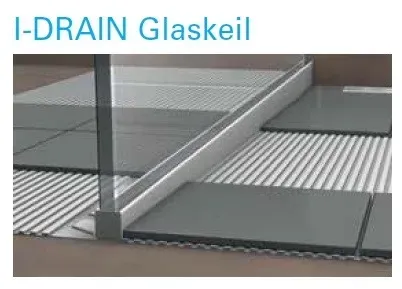 I-DRAIN Glaskeil rechts 2,00 m, Edelstahl, gebürstet,h5 19mm, h1 60mm ID200GR