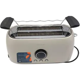 Cecotec Vertikaler ClassicToast 15000 Beige Extra Double, 1500 W, Kapazität für 4 Scheiben Brot, 2 extra breite Langschlitze, 3 Funktionen, LED-Licht, Inklusive oberer Halterungen