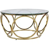 Dynamic24 Couchtisch Ø 80 cm gold Glastisch Beistelltisch Sofatisch Wohnzimmertisch