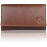 UMTI Leder Damenbörse Damen Geldbörse Börse 23- (95A) Damen Portemonnaie Damen Geldbörsen Brieftasche Damen Geldbeutel Damen Portmonee Damen Portmonai Cognac