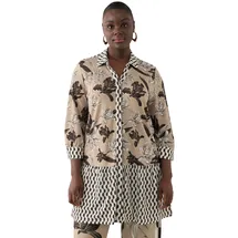Ulla Popken Tunika beige / schwarz / wollweiß L-XL