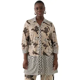Ulla Popken Tunika beige / schwarz / wollweiß L-XL
