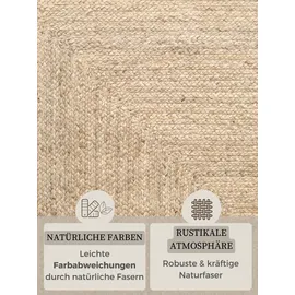 HANSE HOME Teppich HANSE HOME "Sharmila Juteteppich", beige (natur weiß), B:60cm H:9mm L:90cm, Jute, Teppiche, Teppich, 100% Jutefaser, Natur, Wohnzimmer, Esszimmer, Flur, Boho, Skandi