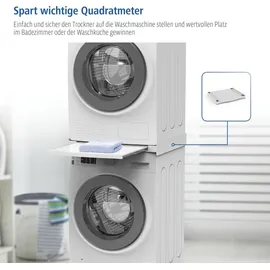 xavax Zwischenbaurahmen für Waschmaschine/Trockner, Weiß (00110223)
