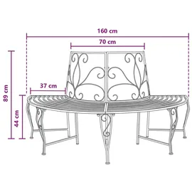 vidaXL Baumbank 160 x 80 x 89 cm Grau