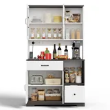 Okwish Buffetschrank 105 x 40 x 185 cm Natur/Weiß