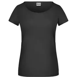 Damen T-Shirt Rollsaum 8001, schwarz, Größe L - schwarz - L