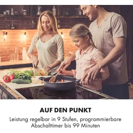 Klarstein Induktionskochfeld, Glaskeramik Kochfeld, Induktionskochfeld mit 4 Platten, Einbau-Induktionskochfeld mit Touch-Display, Digitalanzeige und Timer-Funktion, Schnelles Aufheizen, 7000 Watt