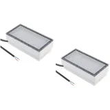 ledscom.de 2 Stück LED Pflasterstein Bodeneinbauleuchte CUS für außen, IP67, eckig, 20 x 10cm, 2,9 W, 228lm, kaltweiß