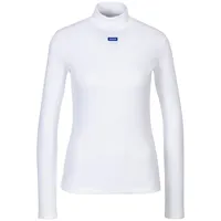HUGO BOSS Longsleeve aus Viskose mit geripptem Stehkragen, Weiss,