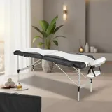 Mucola Massageliege 2 Zonen Massagebank klappbar Kosmetikliege Massagetisch mobile Therapieliege Aluminiumgestell - Schwarz / Weiß - Schwarz