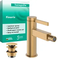 Hansgrohe Finoris Einhebel-Bidetmischer mit Push-Open Ablaufgarnitur, Ausladung 129 mm,