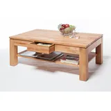 Couchtisch Kernbuche Tisch Massiv geölt 115 x 70 cm mit Schubkasten Wohnzimmer