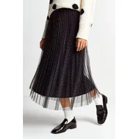 RICH & ROYAL Printed Tulle Skirt Midnight blue) - L - L