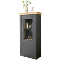 Furn.design Vitrinenschrank in grau und Wotan Eiche Landhaus Wohn-