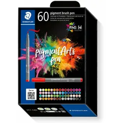 STAEDTLER Pigment Brush Pen 60er Schachtel, 60 Farben, Mehrfarbig, Pinselspitze,