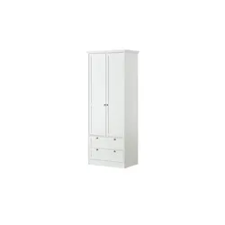 Kleiderschrank Laurito in Weiß – Drehtürenschrank, Maße B80 x H200 x T51 cm